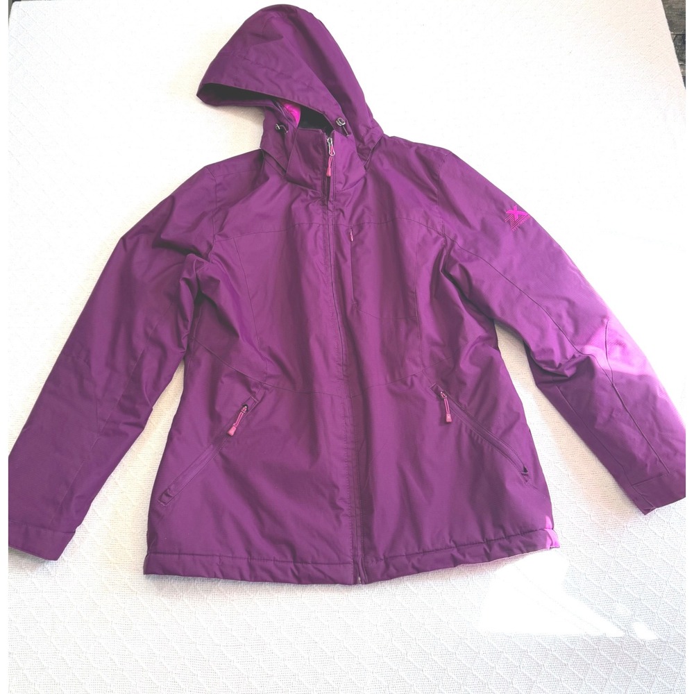 ZeroXposur Womens Purple Hooded Winter Jacket Quilted Lining Size Large